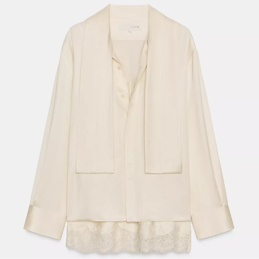 2 in 1 COMBINATION SATIN EFFECT BLOUSE ZW COLLECTION - Picture 7 of 11